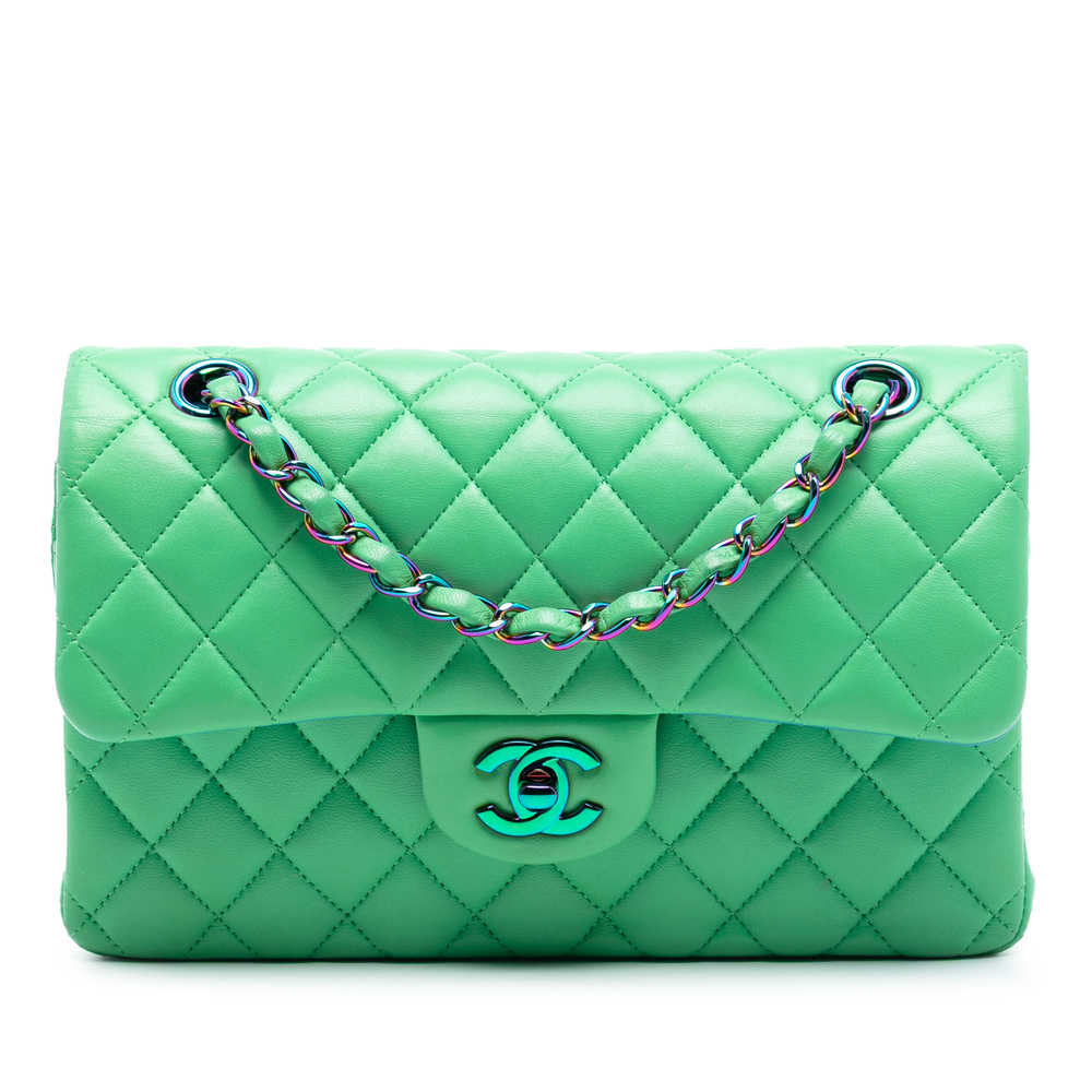 Pre-Loved Chanel Small Classic Lambskin Rainbow Hardware Double Flap